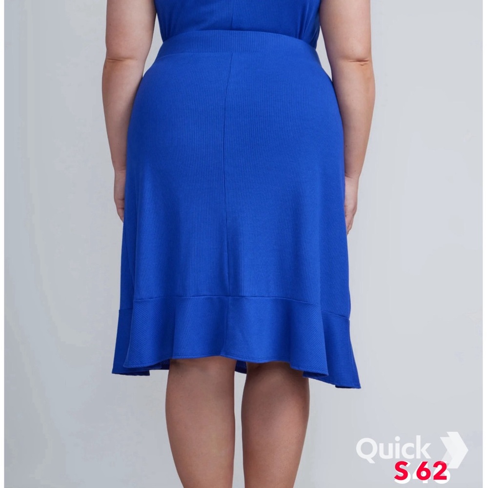 3X - NWT New York & Company Plus Ribbed Knit Flutter Midi Skirt - Picture 3 of 6